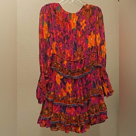 FARM RIO Tropical Tapestry Long-Sleeve Minidress Size M - Picture 10 of 16
